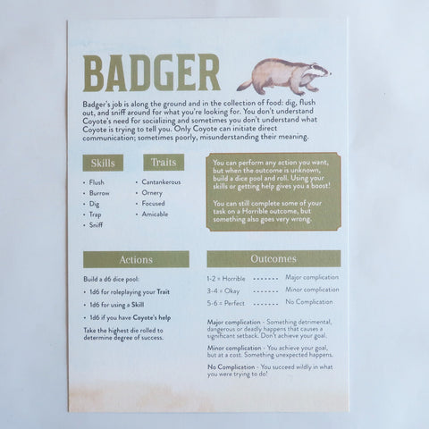 Badger + Coyote and their daring adventures