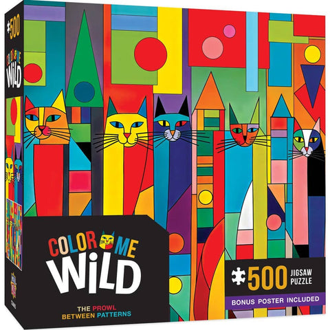 Color Me Wild - The Prowl Between Patterns 500 Piece Jigsaw Puzzle