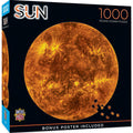 Sun-themed 1000-piece round jigsaw puzzle packaging with Master Pieces branding.
