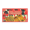 Board game box for Chess, Checkers & Backgammon with red and black design