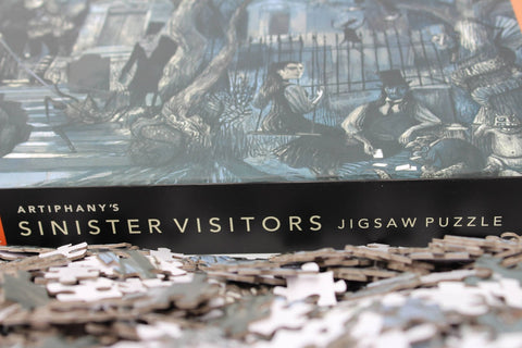 Sinister Visitors - Jigsaw Puzzle - Tabletop Bookshelf