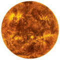 Detailed view of the Sun's surface with visible solar flares on a white background