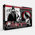 Gloom board game box with black, white, and red design on a white background