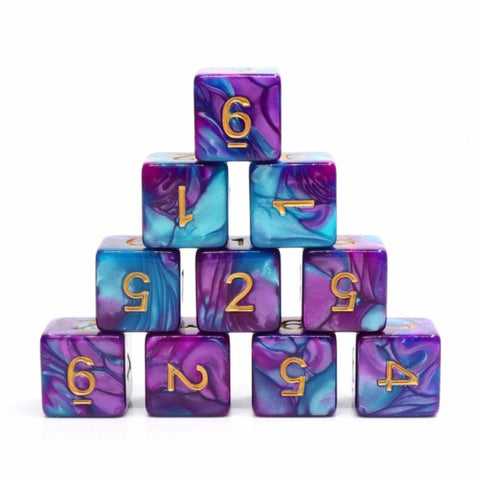 12 Piece D6 Dice Set - Mermaid Beach - Tabletop Bookshelf