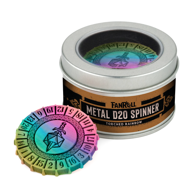 Metallic D20 Spinner – Tabletop Bookshelf