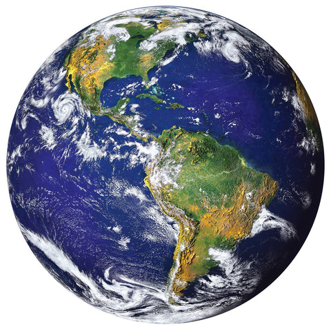 Satellite view of Earth showing continents and oceans