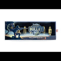 Box of bullet-shaped dice set with a gunfighter design on a white background
