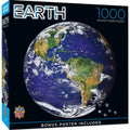 Jigsaw puzzle box featuring a round Earth illustration with 'Master Pieces' branding.