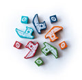 Colorful erasers shaped like various objects on a white background