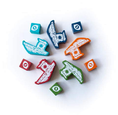 Colorful erasers shaped like various objects on a white background