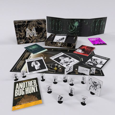 Collection of 'Mothership' board game components on a white background