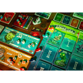 Board game with cards and pieces on a wooden table