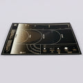 Induction cooktop display with brand logo on a white background