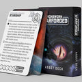 Card and box of Ironsworn Arforged game assets on a gray background