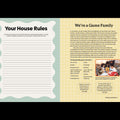 Page from a book with 'Your House Rules' and 'We're a Game Family' sections.