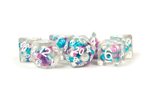 Resin Infused Pearl Polyhedral Dice Set
