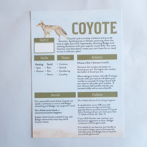 Badger + Coyote and their daring adventures