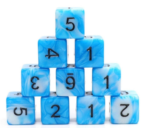 12 Piece D6 Dice Set - Cumulus Cloud - Tabletop Bookshelf