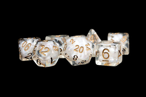 Resin Infused Pearl Polyhedral Dice Set