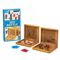 Wooden game set with 'Sea Battle' packaging on a white background