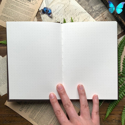 The Wanderer - Premium Dot Grid Journal Notebook - Tabletop Bookshelf