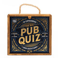 Board game box for 'The Big Pub Quiz' with wooden frame and decorative text.