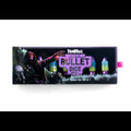 Box of Bullet Dice with a character and colorful dice on a white background