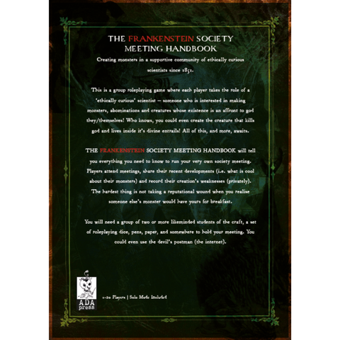 The Frankenstein Society Meeting Handbook