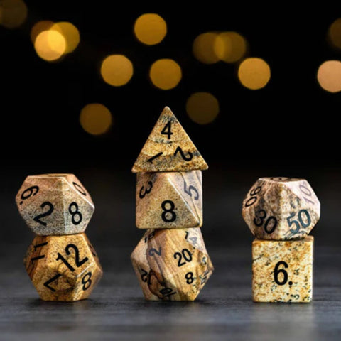 Mystic Mines Gemstone Poly Dice Sets - Tabletop Bookshelf