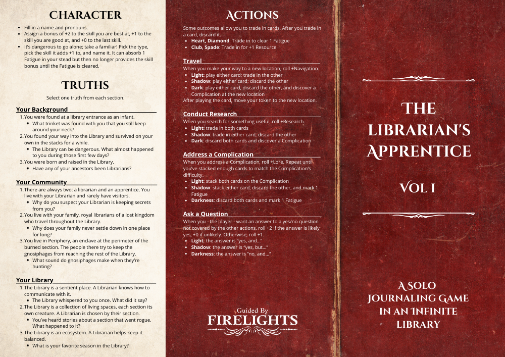 The Librarian's Apprentice - A Solo Journaling Game in an Infinite Library - Tabletop Bookshelf